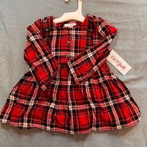 CAT & JACK Plaid Ruffle Dress with Matching Bloomers Size 12M // NWT